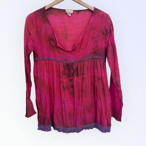 Natural life live happy cotton tie dye long sleeve top